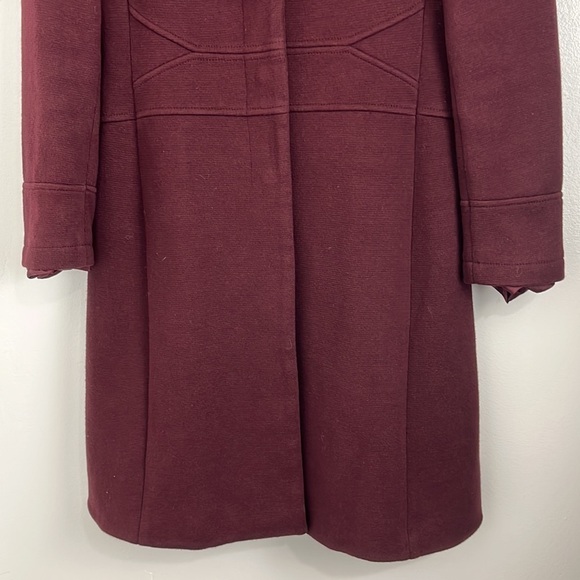 J Crew Burgundy Snap Closure Dress Coat - Picture 2 of 10